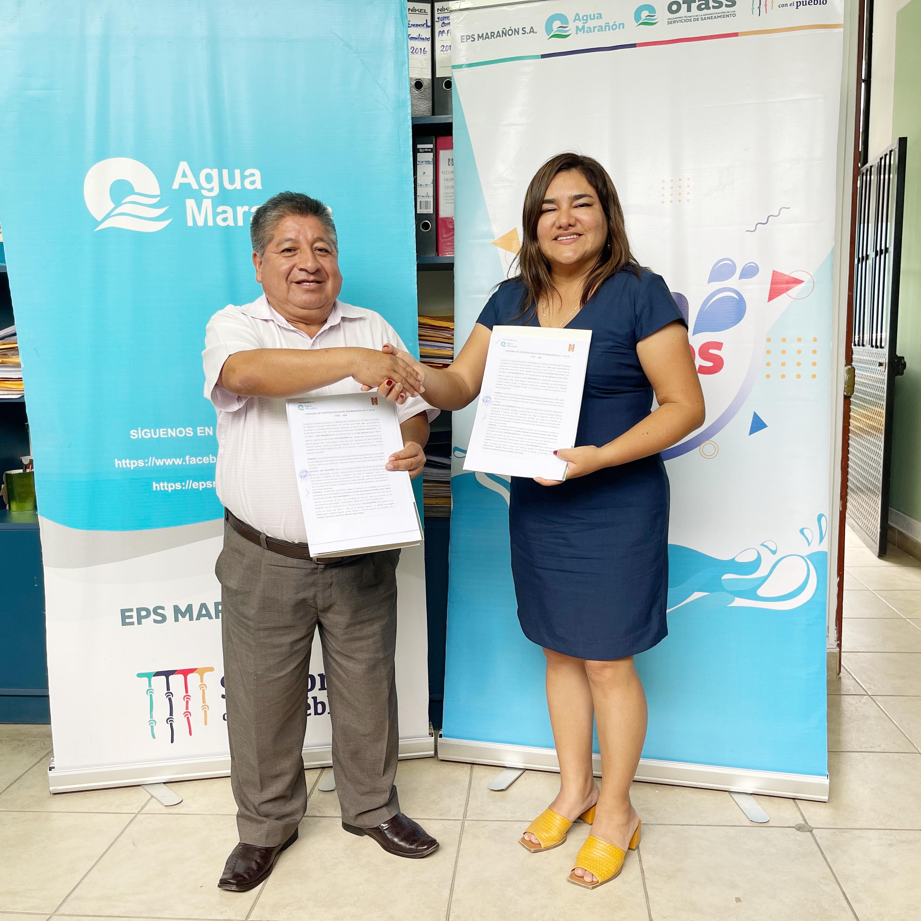 La I.E. 17001 y la EPS Marañón S.A. firmaron convenio educativo “Agua Clases”- 2023.