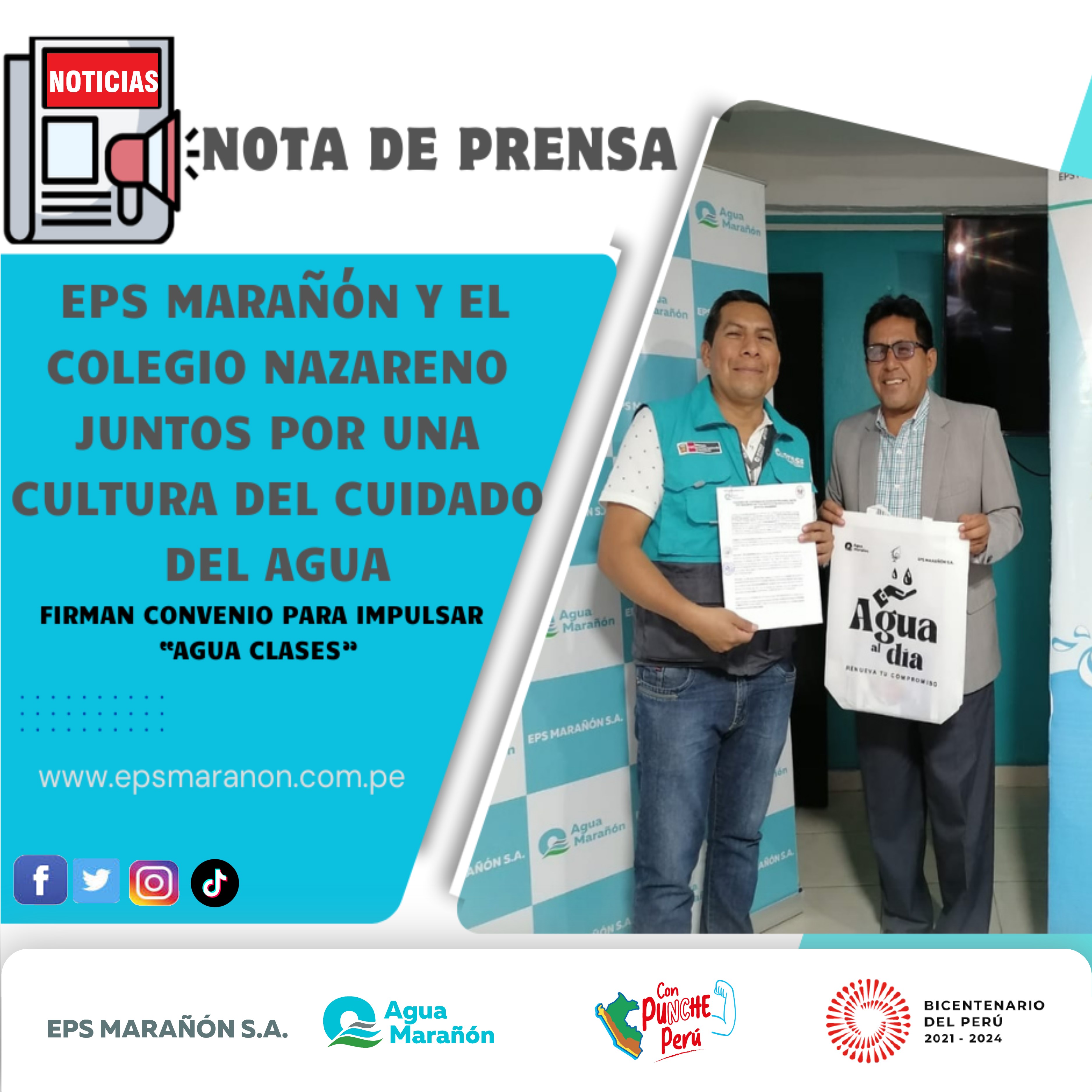 𝗘𝗣𝗦 𝗠𝗔𝗥𝗔Ñ𝗢́𝗡 𝗦.𝗔. 𝗬 𝗘𝗟 𝗖𝗢𝗟𝗘𝗚𝗜𝗢 𝗡𝗔𝗭𝗔𝗥𝗘𝗡𝗢 𝗝𝗨𝗡𝗧𝗢𝗦 𝗣𝗢𝗥 𝗨𝗡𝗔 𝗖𝗨𝗟𝗧𝗨𝗥𝗔 𝗗𝗘𝗟 𝗖𝗨𝗜𝗗𝗔𝗗𝗢 𝗗𝗘𝗟 𝗔𝗚𝗨𝗔